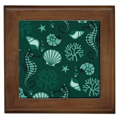 Vector Seamless Pattern With Sea Fauna Seaworld Framed Tiles by Mariart