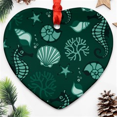 Vector Seamless Pattern With Sea Fauna Seaworld Ornament (heart) by Mariart