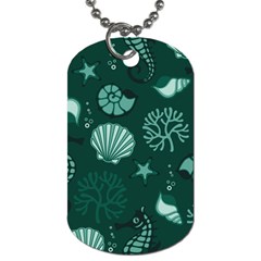 Vector Seamless Pattern With Sea Fauna Seaworld Dog Tag (one Side) by Mariart