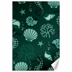 Vector Seamless Pattern With Sea Fauna Seaworld Canvas 12  X 18   by Mariart