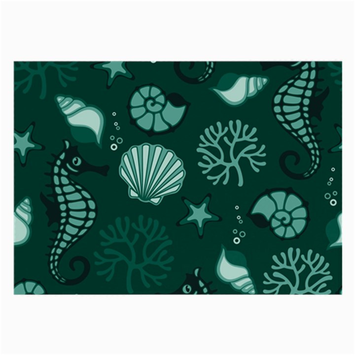 Vector Seamless Pattern With Sea Fauna Seaworld Large Glasses Cloth