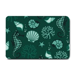 Vector Seamless Pattern With Sea Fauna Seaworld Small Doormat  by Mariart