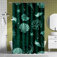 Vector Seamless Pattern With Sea Fauna Seaworld Shower Curtain 48  X 72  (small) 