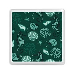 Vector Seamless Pattern With Sea Fauna Seaworld Memory Card Reader (square) 