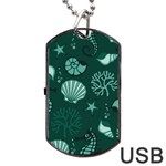 Vector Seamless Pattern With Sea Fauna Seaworld Dog Tag USB Flash (One Side) Front