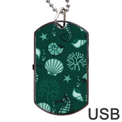 Vector Seamless Pattern With Sea Fauna Seaworld Dog Tag Usb Flash (two Sides) by Mariart