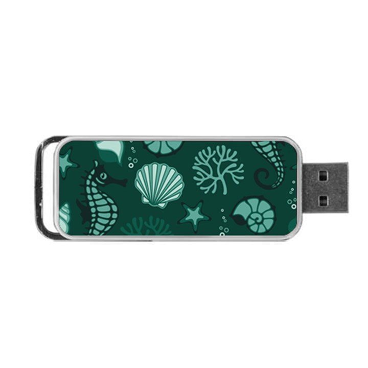 Vector Seamless Pattern With Sea Fauna Seaworld Portable USB Flash (One Side)