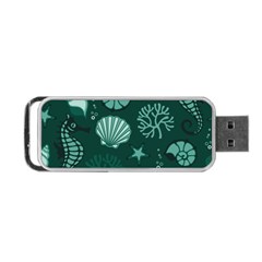 Vector Seamless Pattern With Sea Fauna Seaworld Portable Usb Flash (two Sides)