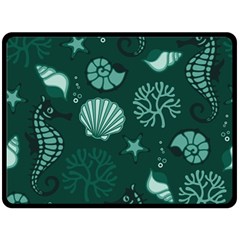 Vector Seamless Pattern With Sea Fauna Seaworld Double Sided Fleece Blanket (large)  by Mariart