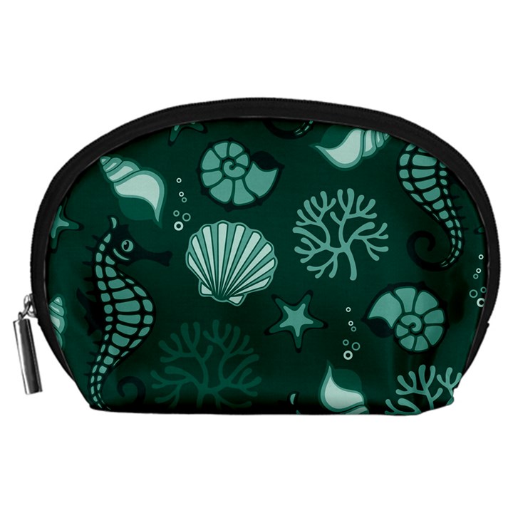 Vector Seamless Pattern With Sea Fauna Seaworld Accessory Pouches (Large) 