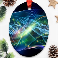 Waveslight Chevron Line Net Blue Ornament (oval)