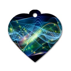 Waveslight Chevron Line Net Blue Dog Tag Heart (two Sides)