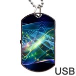 Waveslight Chevron Line Net Blue Dog Tag USB Flash (Two Sides) Front