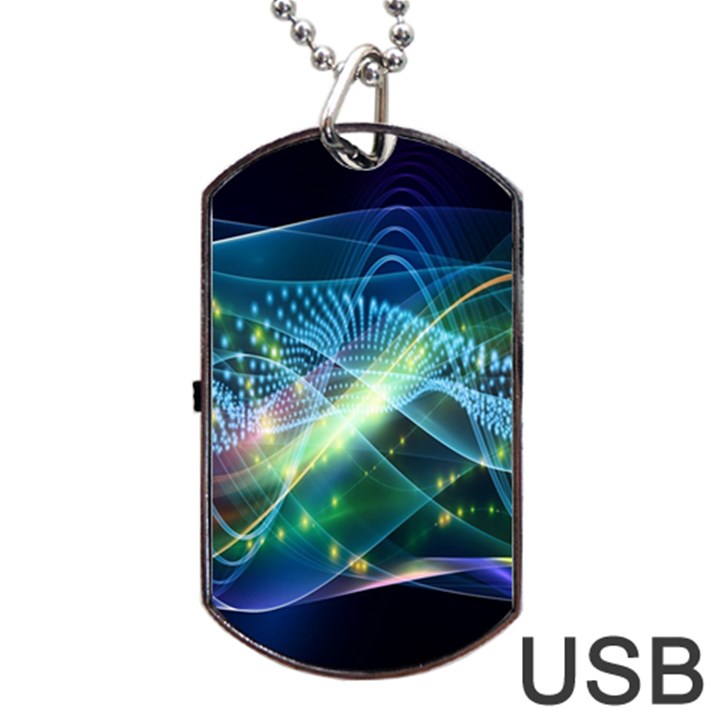 Waveslight Chevron Line Net Blue Dog Tag USB Flash (Two Sides)