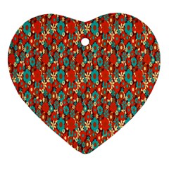 Surface Patterns Bright Flower Floral Sunflower Ornament (heart)