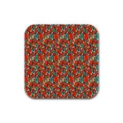 Surface Patterns Bright Flower Floral Sunflower Rubber Square Coaster (4 Pack) 