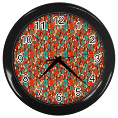 Surface Patterns Bright Flower Floral Sunflower Wall Clocks (black) by Mariart