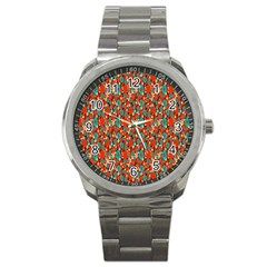 Surface Patterns Bright Flower Floral Sunflower Sport Metal Watch by Mariart