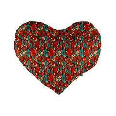 Surface Patterns Bright Flower Floral Sunflower Standard 16  Premium Flano Heart Shape Cushions