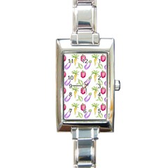 Vegetable Pattern Carrot Rectangle Italian Charm Watch