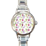 Vegetable Pattern Carrot Round Italian Charm Watch Front