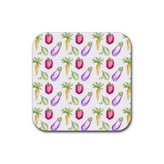 Vegetable Pattern Carrot Rubber Coaster (square)  by Mariart