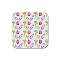 Vegetable Pattern Carrot Rubber Square Coaster (4 Pack)  by Mariart