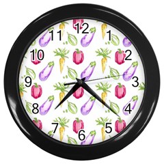 Vegetable Pattern Carrot Wall Clocks (black) by Mariart