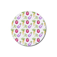 Vegetable Pattern Carrot Rubber Coaster (round)  by Mariart