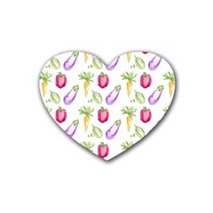 Vegetable Pattern Carrot Heart Coaster (4 Pack) 