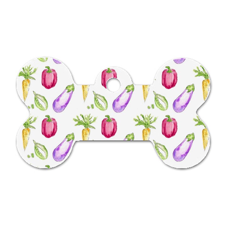 Vegetable Pattern Carrot Dog Tag Bone (Two Sides)