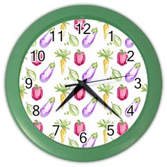 Vegetable Pattern Carrot Color Wall Clocks by Mariart