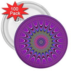 Art Mandala Design Ornament Flower 3  Buttons (100 pack) 