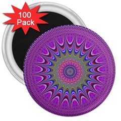 Art Mandala Design Ornament Flower 3  Magnets (100 pack)