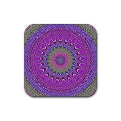 Art Mandala Design Ornament Flower Rubber Coaster (Square) 