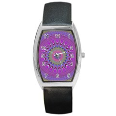 Art Mandala Design Ornament Flower Barrel Style Metal Watch