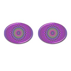 Art Mandala Design Ornament Flower Cufflinks (Oval)