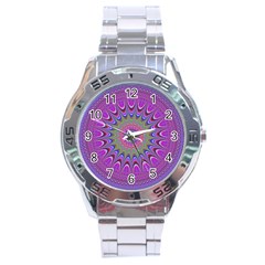 Art Mandala Design Ornament Flower Stainless Steel Analogue Watch