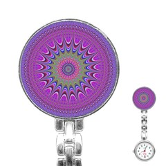 Art Mandala Design Ornament Flower Stainless Steel Nurses Watch