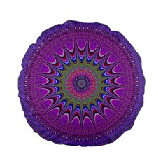 Art Mandala Design Ornament Flower Standard 15  Premium Flano Round Cushions by BangZart