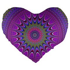 Art Mandala Design Ornament Flower Large 19  Premium Flano Heart Shape Cushions