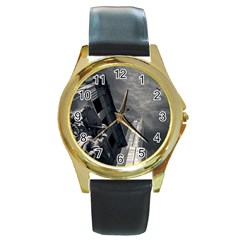 Chicago Skyline Tall Buildings Round Gold Metal Watch by BangZart