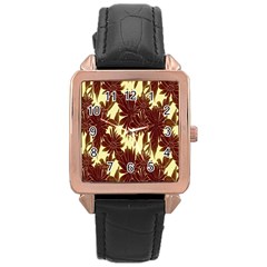 Floral Pattern Background Rose Gold Leather Watch  by BangZart