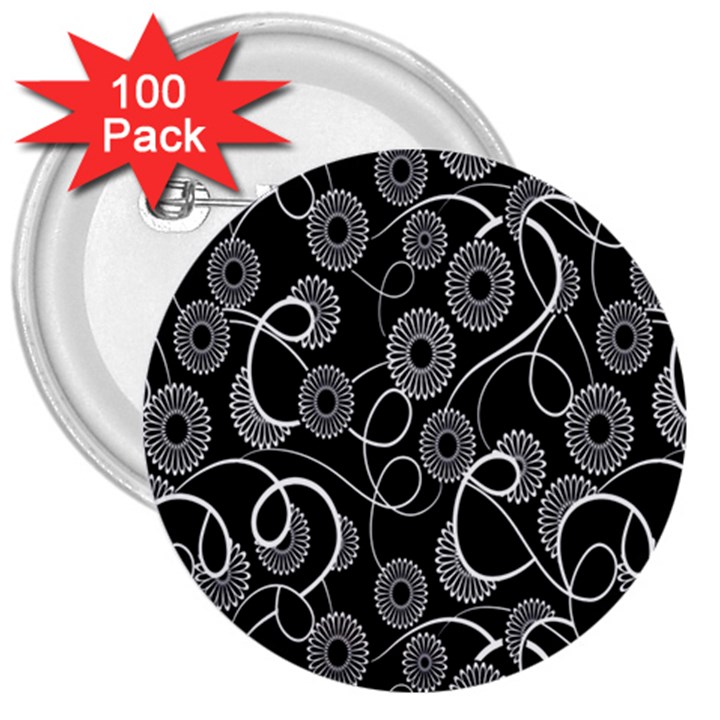 Floral Pattern Background 3  Buttons (100 pack) 