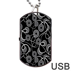 Floral Pattern Background Dog Tag Usb Flash (one Side) by BangZart