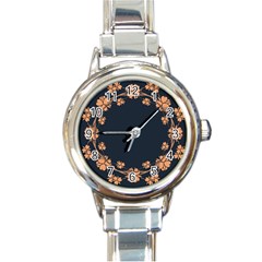 Floral Vintage Royal Frame Pattern Round Italian Charm Watch by BangZart