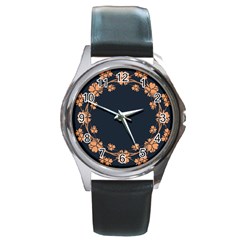 Floral Vintage Royal Frame Pattern Round Metal Watch by BangZart