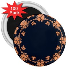 Floral Vintage Royal Frame Pattern 3  Magnets (100 Pack) by BangZart