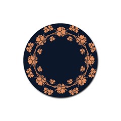 Floral Vintage Royal Frame Pattern Rubber Coaster (round)  by BangZart