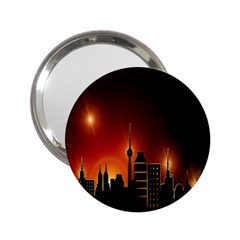 Gold Golden Skyline Skyscraper 2 25  Handbag Mirrors by BangZart